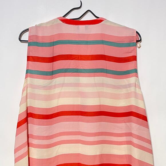 Torrid Sleeveless Blouse Womens 2XL Pink Striped V-Neck Henley Chiffon Tank Top - Picture 5 of 10